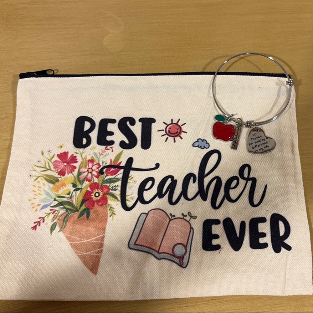 New! Teacher gift! Red and Cream Floral Teacher Appreciation Accessory.